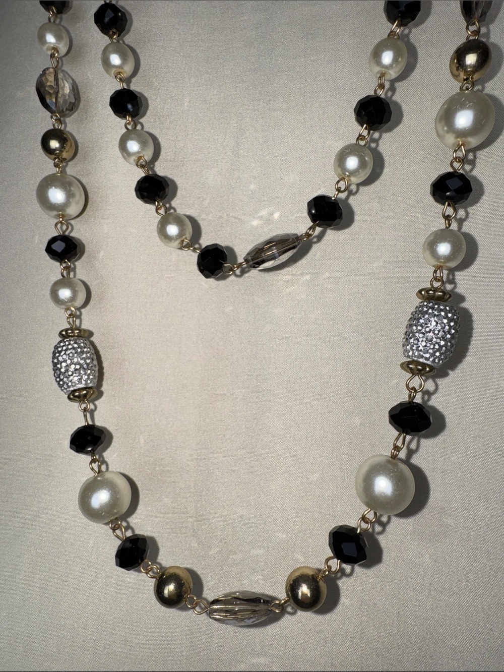 Two-Strand Pearl and Bead Necklace - Picture 5 of 9